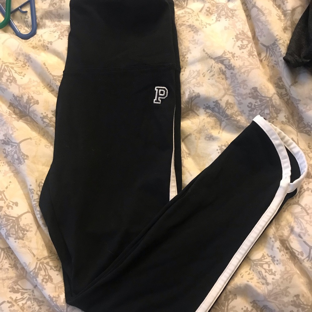 PINK Cropped Hemmed Yoga Pants